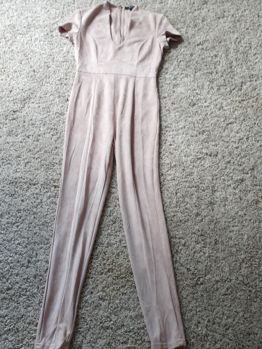 privy Blush Pink V-Neck Short Sleeve Jumpsuit